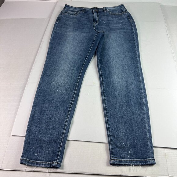 Judy Blue Jeans Womens 32x28* Boyfriend Mid Rise Blue Faded Stretch Denim Tag 30 - Picture 1 of 16